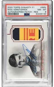 2020 Topps Formula 1 Dynasty Max Verstappen Patch Autograph Red Bull /5 PSA 8