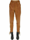 Tan High Quality Lambskin Classic Slim Fit Trousers Women's Leather Skinny Pants