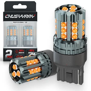 2x 7443 7440 LED Turn Signal Light Bulb Amber For 2014-2020 Chevy Silverado 1500 - Picture 1 of 11