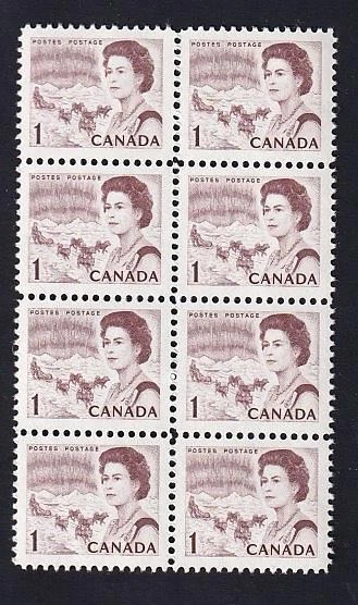 Canada 1971 QEII 1c Centennial Northern Lights, MNH pane of 8, sc#454iii PVA - Image 1 of 1
