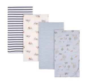 Gerber Lot of 4 Flannel Blankets Baby Boy Puppy Dog Playground NWT Cotton - Picture 1 of 1