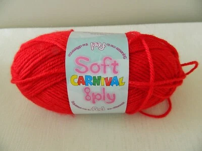 Yarn Panda CARNIVAL Soft Acrylic 8ply Bright Red 80g Made In Turkey - image 1 of 4