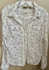 Route 66 Women Button Up Shirt Vintage Floral Long Sleeve L Snaps Lace - Picture 1 of 16
