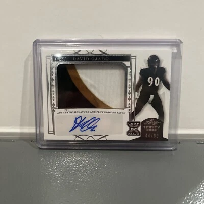 David Ojabo RPA RC Silver 44/99 Baltimore Ravens 2022 Leaf Trinity  Patch Worn - Image 1 of 4