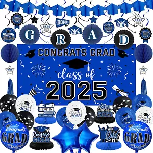 Blue Graduation Decorations 2025, Grad Party Decorations Set, Class of 2025 Back - Picture 1 of 6