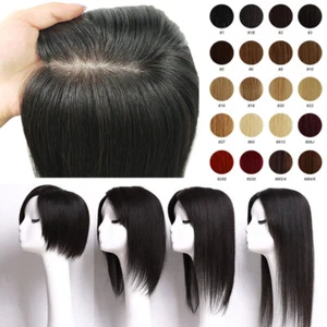 CLEARANCE Clip In Silk/Mono Base 100% Remy Human Hair Topper Toupee Hairpiece AU - Picture 1 of 53