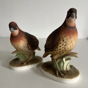 Vtg Pair Lefton Bisque Porcelain Figurines BOB WHITE KW300 Bobwhite Hand Painted - Picture 1 of 7