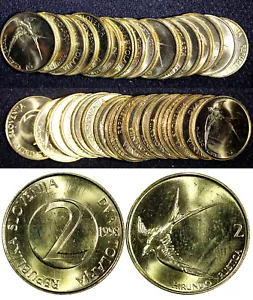 Slovenia 1998 2 Tolarja A barn swallow UNC/BU KM#5 RANDOM PICK (1 Coin) - Picture 1 of 5