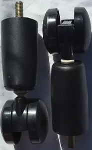 CASTORS SWIVEL BLACK WITH SCREW IN TOP (2). USED. GOOD CONDITION. PICKUP/+ POST. - Picture 1 of 3