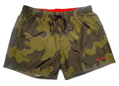 Hugo by Hugo Boss Swim Trunks Swimsuit Bail Green Camo Print sz L NEW Tags - Image 1 of 4