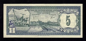 F.C. ANTILLAS HOLANDESAS , 5 GULDEN 1972 , EBC- ( VF+ ) , (3) DOBLECES , P.8b . - Imagen 1 de 2