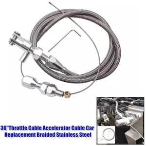 36in Modified Car SUV Throttle Cable Accelerator Cable Braided Stainless Steel - Picture 1 of 10