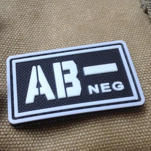 AB- NEG BLOOD GROUP USA ARMY BLOOD TYPE 3D PVC PATCH BADGE HOOK - Picture 1 of 4