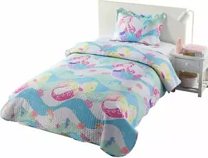Kids Bedspread Quilts Set for Teens Boys Girls Bedding Set, A94 Mermaid Twin - Picture 1 of 5