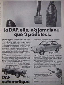 PUBLICITÉ VOITURE DAF 2 PÉDALES BOITE DE VITESSES AUTOMATIQUE - Imagen 1 de 1