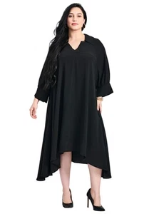 Avenue Women's Plus Size Parker Hanky Hem Collared Dress - Picture 1 of 37