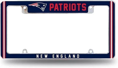 Marco de placa de metal New England Patriots cubierta de etiqueta cromada alternativa... Foto 1 de 4