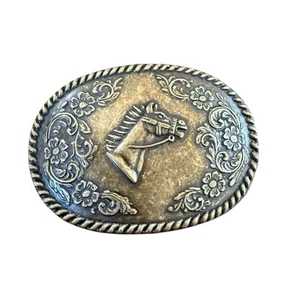 Vtg Horse Belt Buckle Western Twisted Rope Equestrian Collectible Boho Artsy - Picture 1 of 9