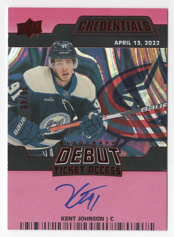2022-23 Credentials Rookie Debut Ticket Access Red Auto Kent Johnson 36/49 - Image 1 of 1
