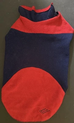 Canine Couture Navy Red Fleece Dog Coat Jacket Sweater Vest Adjustable Medium - Image 1 of 3