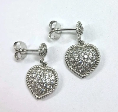 Earrings Rebecca Bronze Hanging With Zircon Cubic Faceted Heart - Image 1 of 4