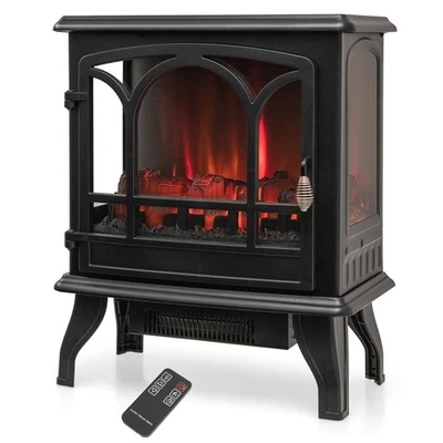 Costway 23" Freestanding Electric Fireplace Heater Stove W/Realistic Flame 1400W - Image 1 of 4