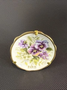 Miniature 2” Porcelain Limoges Plate Paris Souvenir Violets Flowers - Picture 1 of 4