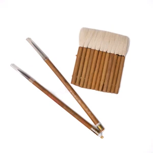 Vtg Chinese Calligraphy Brushes 3pc Set Bamboo Hake Sheep Hair Unused Art - Picture 1 of 5