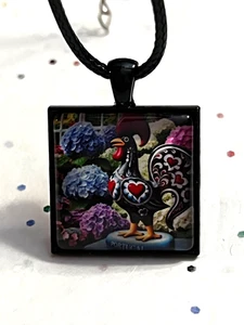 Nuevo Colgante Hortensias Gallo Portugal Portugués Hecho a Mano - Imagen 1 de 6