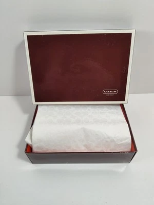 Coach Empty Gift Wallet Box With Tissue Paper 7" x 5" x 2" Brown White Orange  - Image 1 of 4