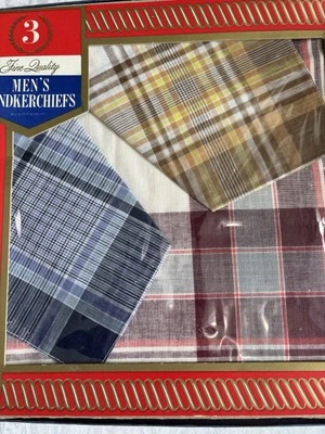 Pañuelos cuadrados de bolsillo de algodón a cuadros vintage para hombre nuevos de Lote Antiguo  Foto 1 de 4