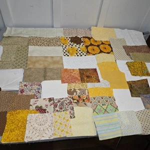 Cotton Fabric Scrap Lot Quilting Craft Prints Remnants 3.09 Lbs Yellows Themed - Picture 1 of 9