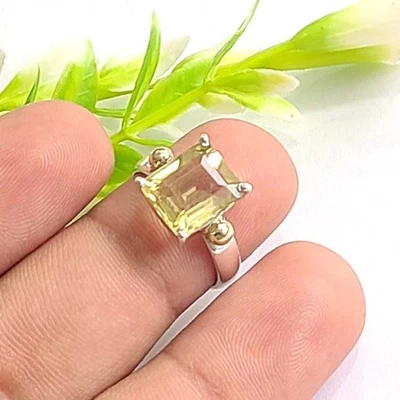 Cut Lemon Quartz 925 Sterling Silver Handmade Beautiful Ring All Size Available - Image 1 of 4