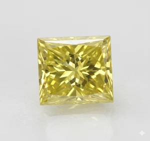 0.20 Carat Canary Yellow VS2 Princess Natural Enhanced Loose Diamond 3.45X3.23mm - Picture 1 of 1