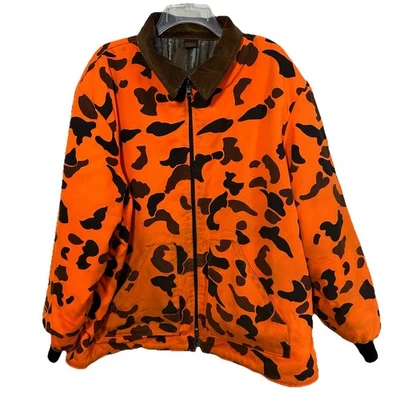 Vintage Walls Reversable Insulated Orange Camo Hunting Jacket USA Made XL Deer - Image 1 of 4