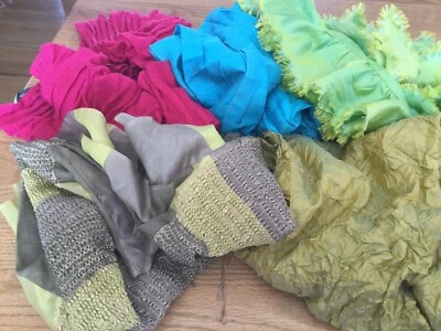 Lot of 5 Ruffled Krinkled Fringed Scarves As Is - Image 1 of 4
