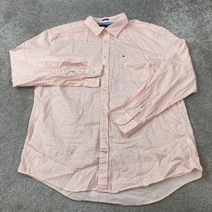 Tommy Hilfiger Button Shirt Men's XXL Pink Plaid Long Sleeve Casual - Picture 1 of 8