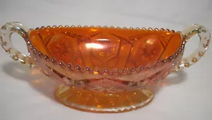 Imperial MARIGOLD Carnival Glass: 2-Handle STAR AND FILE Open Jam/Jelly: VGC: NR - Picture 1 of 4