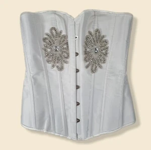 Ladies White Lace & Buckle Corset Waist Trainer Cincher Size Medium - Picture 1 of 5