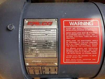 NEW CALCO 3AE05405BK CALCO MOTORS 1.5HP 1720RPM 208-230/460VAC 3PHASE,FA,AV - Image 1 of 4