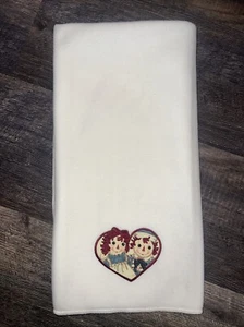 Vintage Raggedy Ann & Andy Fleece Baby Blanket Lovey Beige Soft Plush Heart - Picture 1 of 3