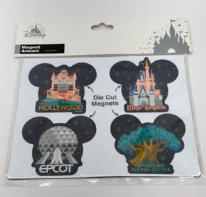 Walt Disney World Set of 4 Parks Car Fridge Magnets Ears MK AK HS Epcot - Picture 1 of 2
