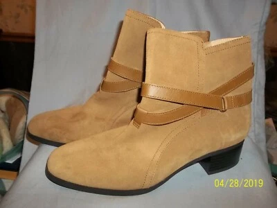 QVC C Wonder Taylor 皮革/绒面革踝靴女士美国 7.5 码 — 第 1/4 张图片