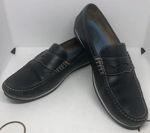 Peter Millar Golf Handsewn Blue Leather Penny Loafer Mens Sz 9.5 M Driving Shoe - Picture 1 of 8