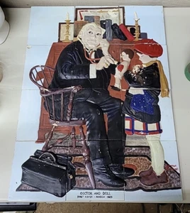1982 Norman Rockwell Doktor und Puppe 1929 3D Fliesen erhöht Duncan - Bild 1 von 14