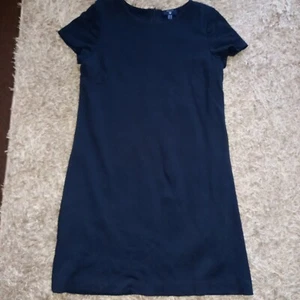 Gant Navy Blue Lined Short Sleeve Zip Back 37"L Dress Cotton Size 18 Pit-Pit 20 - Picture 1 of 9