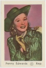Penny Edwards 1952 Maple Leaf Gum Film Star Paper Stock Trading Card #80 E4