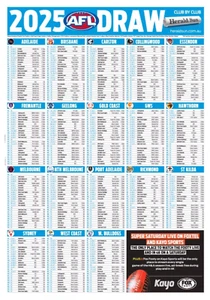 2025 AFL FOOTBALL ALL TEAMS MATCH DRAW FIXTURE HUGE 590mm POSTER,BARGAIN,3 - Picture 1 of 1