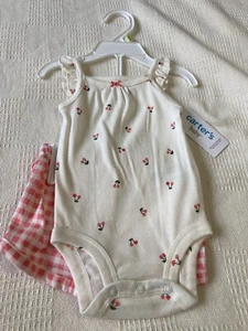 Carters baby girl 3 M 2 piece cherry knit short outfit NWT - Picture 1 of 5