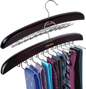 Tie Rack Hanger for Closet: Ohuhu 2 Packs 24 Folding Hooks Tie Hangers for Men W - Picture 1 of 12